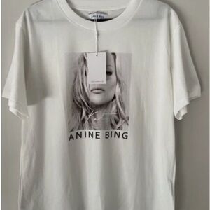 Anine Bing White Graphic Crop Top